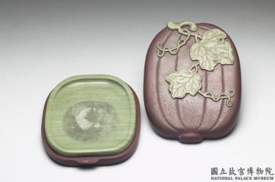 图片[2]-Songhua inkstone in a melon-shaped box, Qing dynasty, Yongzheng reign (1723-1735)-China Archive